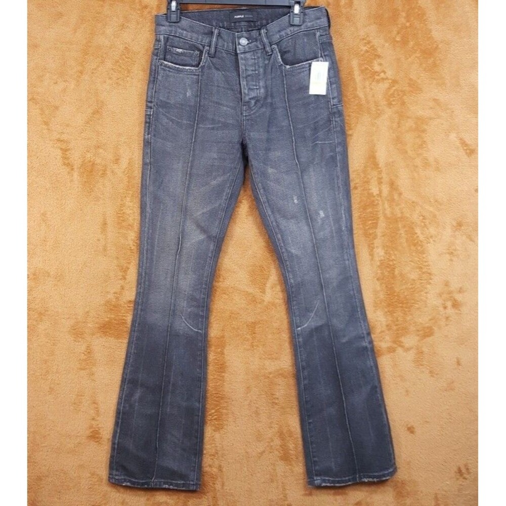 PURPLE BRAND Jeans Mens Size 29 Gray Wash Flare Pintuck Slim Fit P004 $295